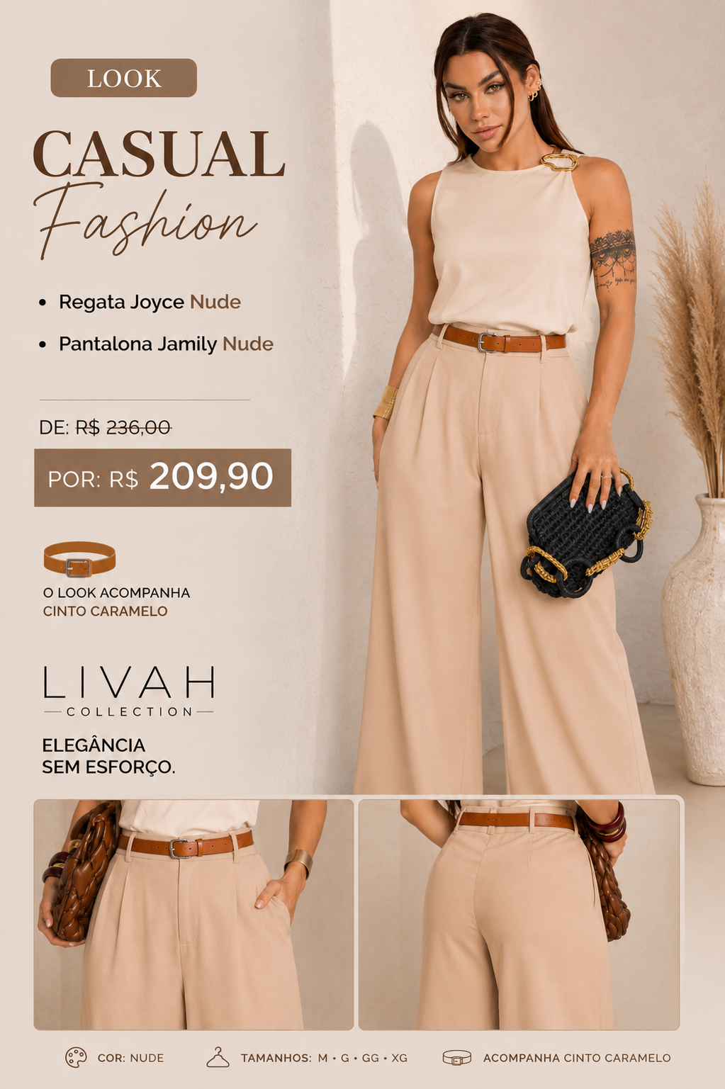 Look Casual Fashion Nude em Alfaiataria Marant